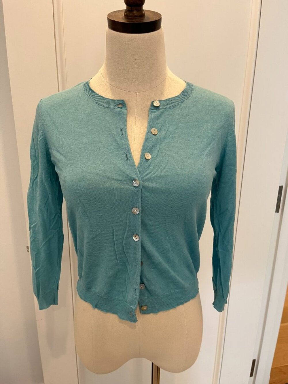 Brora Aqua Lightweight Linen/Cotton Cardigan UK Size 10